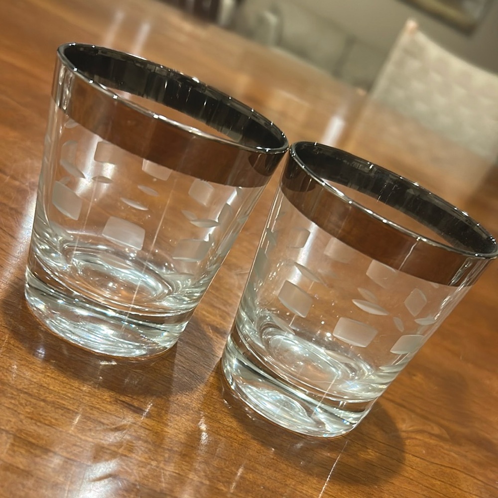 Silver Rimmed MCM Cocktail glasses - Picture 2 of 6